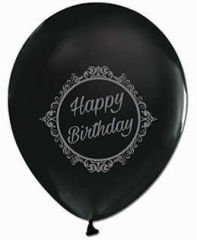 BALON HAPPY BIRTHDAY GÜMÜŞE SİYAH PK:100 KL:50
