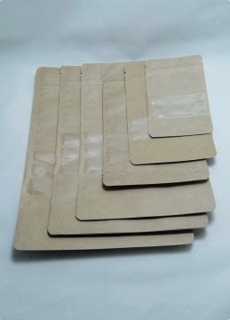 Doypack Pencereli Kraft Kalın Kilitli Kese Kağıdı