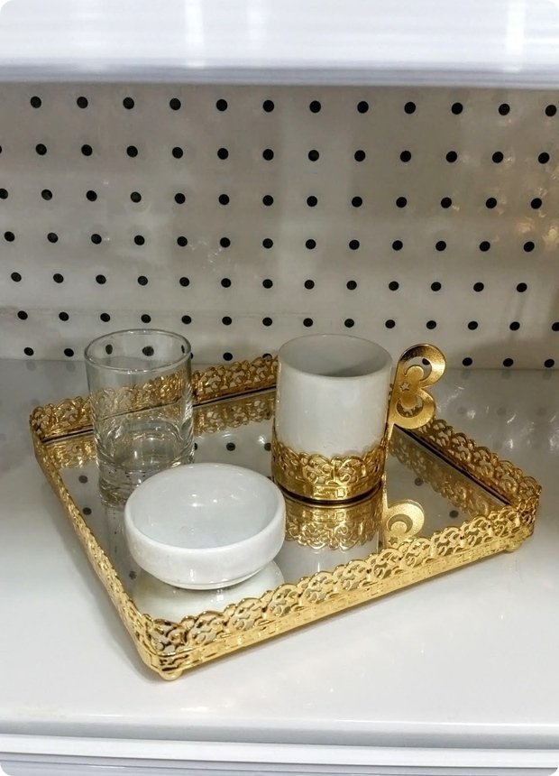 Metal Aynalı Damat Tepsi fincan takımı ALTIN