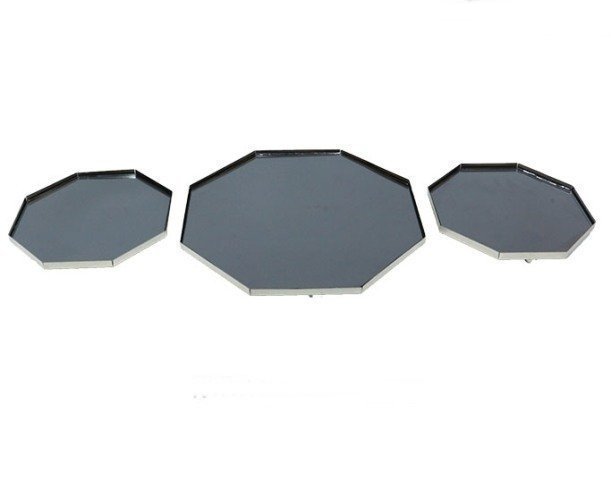 Kenarlıklı Sekizgen Jardinyer Seti GUMUS