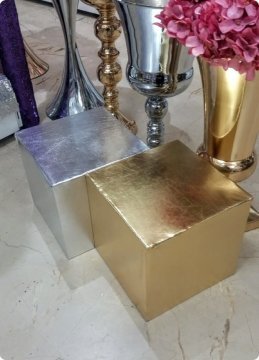 20x20x20 Cm Likralı Kumaş Küp Kutu Yükselti GUMUS