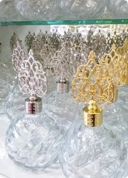 60 Adet Metal Tepelikli Cam Yaldızlı Varaklı Top Kolonya Şişe