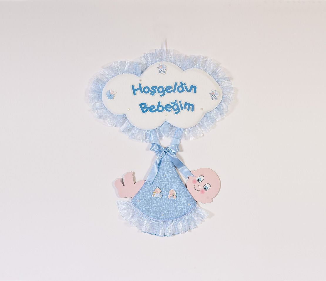 Bebek odası kapı süsü;Bulut,Kundakta Bebek