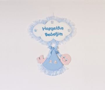 Bebek odası kapı süsü;Bulut,Kundakta Bebek