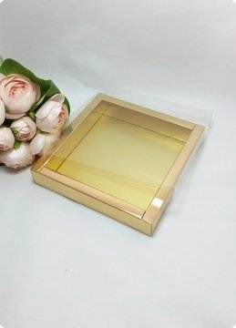 19x19 Cm Altı Karton, Üstü Asetat/Şeffaf Kapaklı Kare Kutu 20 Lu
