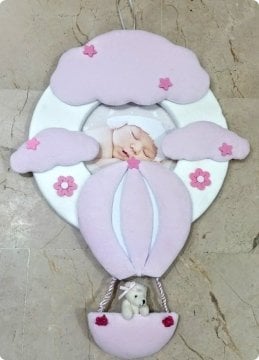Uçan Balon Bulutlu Ayıcıklı Bebek Kapı Süsü