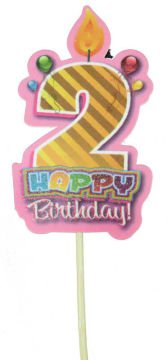 HAPPY BIRTHDAY 2 YAŞ ÇUBUKLU PEMBE P10