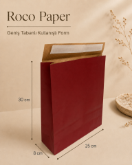Bantlı Hediye Zarfı 25x30x8 cm Kese  - Bordo 24'lü Paket