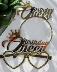 Mika birthday Quenn gözlük & taç takımı