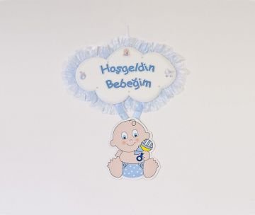 Bebek odası kapı süsü ; Bulut,Çıngıraklı Bebek