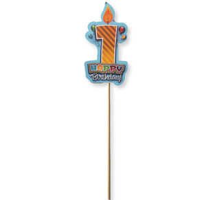 HAPPY BIRTHDAY 1 YAŞ ÇUBUKLU MAVİ P10
