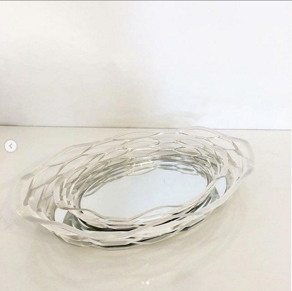 Oval Akordiyon Lazer Tepsi GUMUS YUZUK TEPS