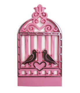 KUŞ KAFESİ KALPLİ PLASTİK PEMBE PK:25-60