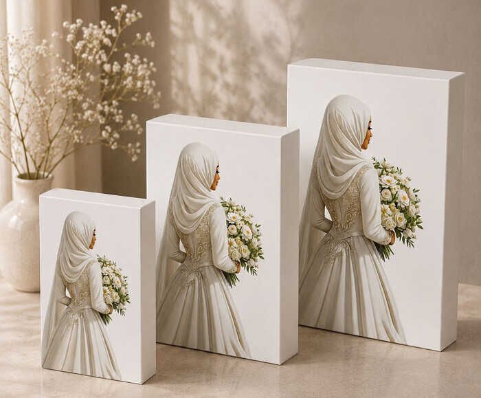 GELİN TESETTÜRLÜ BOHÇA KUTUSU ÇİÇEKLİ 3 LÜ SET