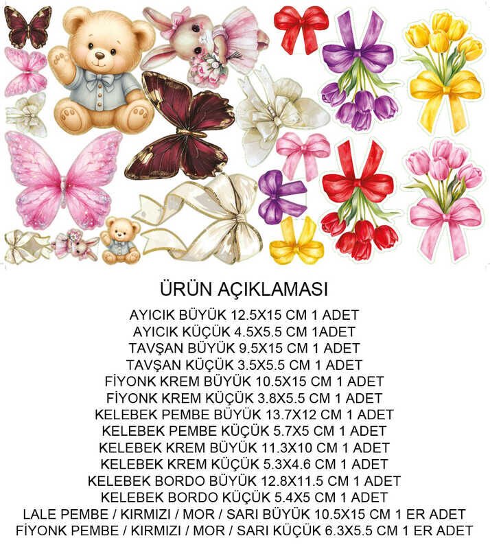 DEKORATİF SÜS İKİ BOY 10 MODEL KARIŞIK SET:10 ADET