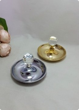 12 li Kristal Tepeli Yuvarlak Metal Şekerlik