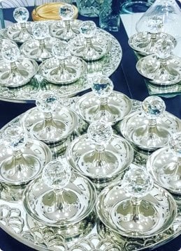 12 li Kristal Tepeli Yuvarlak Metal Şekerlik