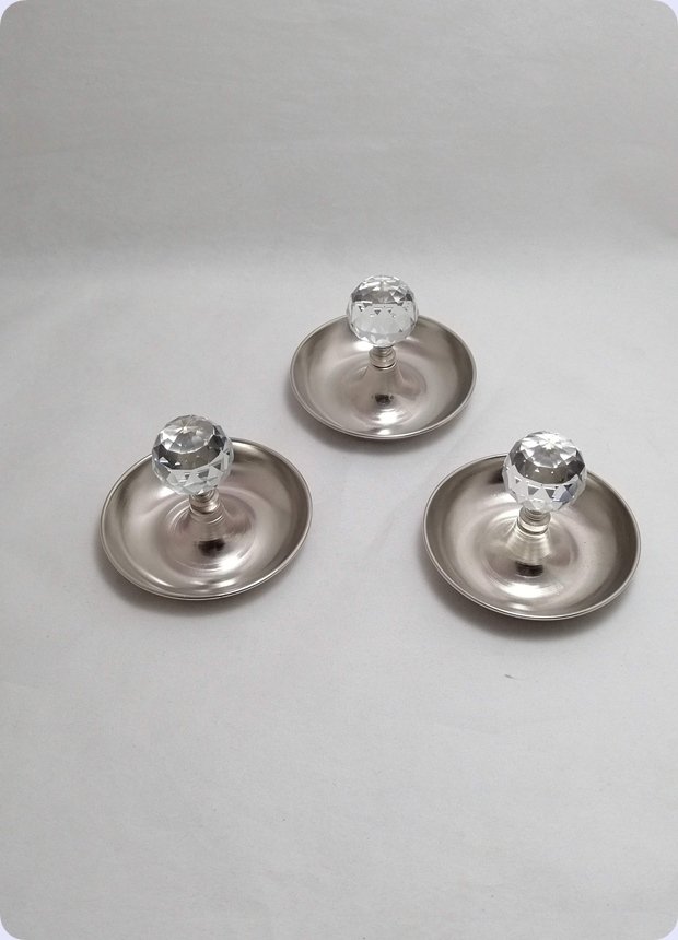 12 li Kristal Tepeli Yuvarlak Metal Şekerlik