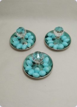 12 li Kristal Tepeli Yuvarlak Metal Şekerlik