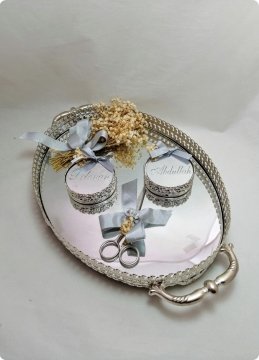 Süslü Metal OVAL yükselticili çiçekli yüzük tepsisi ALTIN