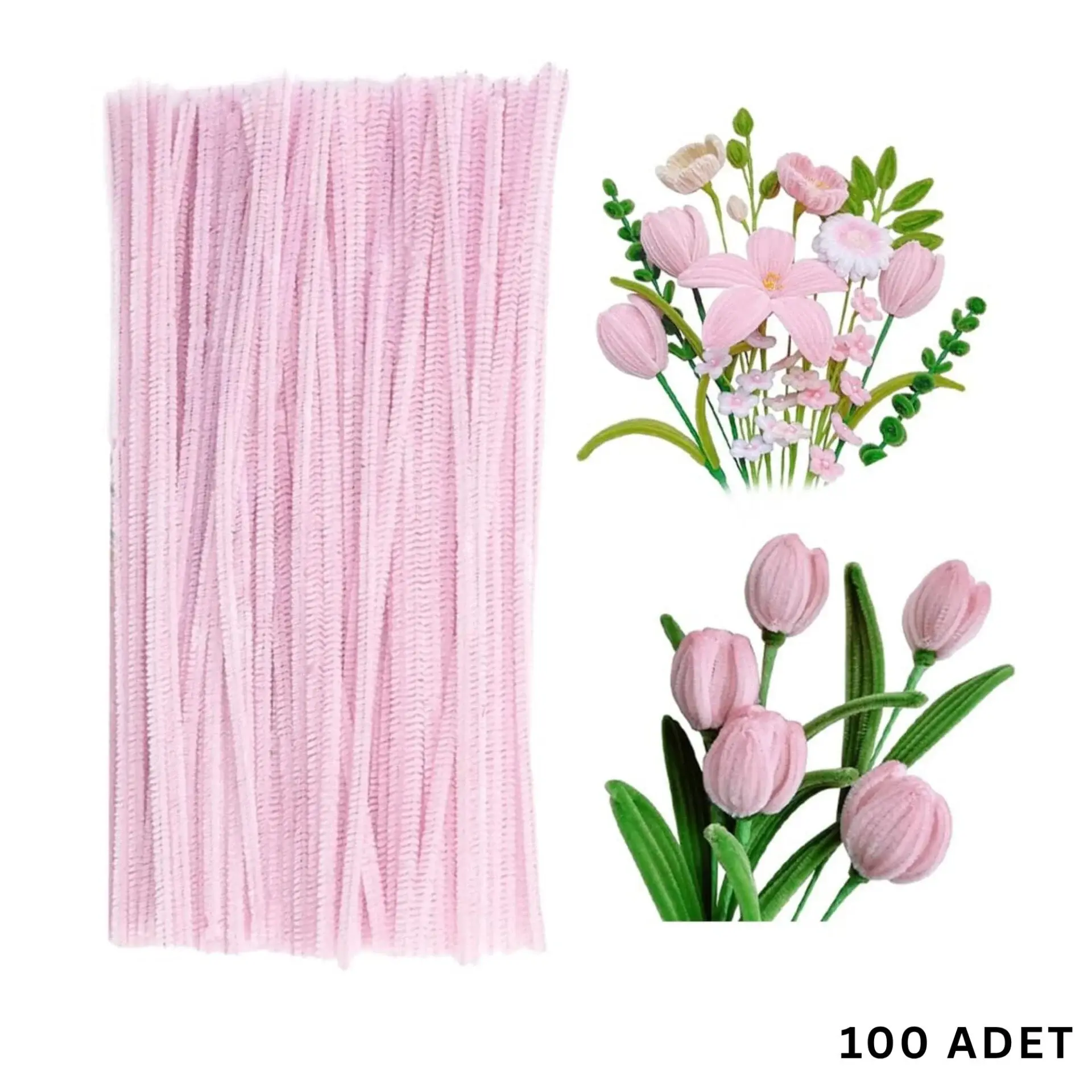 100 lü Şönil Tel (El İşi, DIY, Hobi ve Çiçek Yapım Teli) 6 mm - 30 Cm