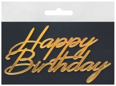 PASTA ÖNÜ SÜSÜ PLEKSİ HAPPY BIRTHDAY ALTIN PK:10