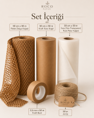Kraft Rulo Ambalaj Paketleme Seti Petek Kağıt, Kraft Kağıt, Pelur Kağıt, Bant ve Jüt İp