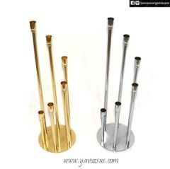 6 lı Şamdan yuvarlak tabanlı ALTIN