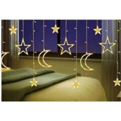 12 Saçaklı Ay Yıldız Perde Led Gün Işığı MZ-16-10