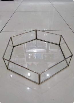 34 cm Altıgen Kenarları metal tepsi GUMUS