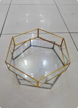 34 cm Altıgen Kenarları metal tepsi GUMUS