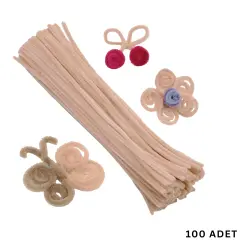100 lü Şönil Tel (El İşi, DIY, Hobi ve Çiçek Yapım Teli) 6 mm - 30 Cm Gül Kurusu - 100 Adet / Paket