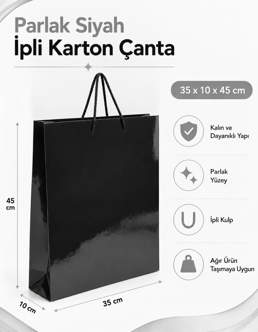 35 x 45 x 10 cm Premium Karton Hediye Çantası | Şık ve Dayanıklı Hediye Poşeti