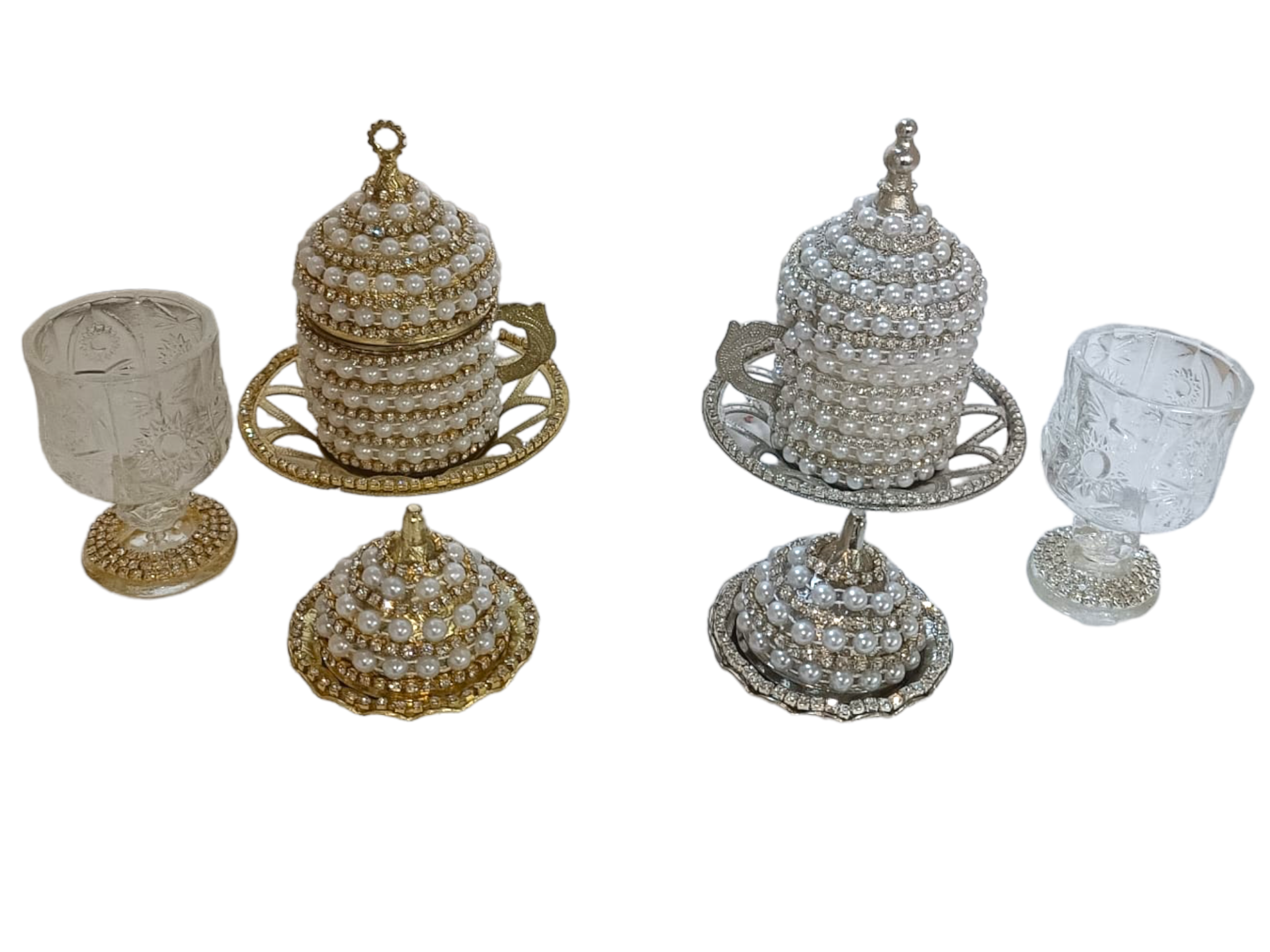 İncili Kahve Fincan Seti ALTIN