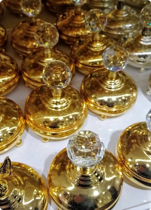 12 Adet Kristal Tepelikli Metal Kase Lokumluk