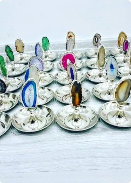 12 li Doğaltaş Tepeli Yuvarlak Metal Şekerlik,Lokumluk