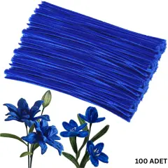 100 lü Şönil Tel (El İşi, DIY, Hobi ve Çiçek Yapım Teli) 6 mm - 30 Cm Lacivert - 50 Adet / Paket
