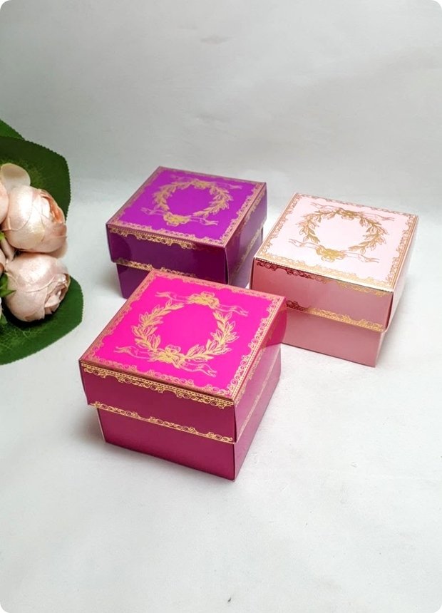 10 Lu (8x8x6 Cm) Baskılı Karton Kare Toptan Şeker Kutuları