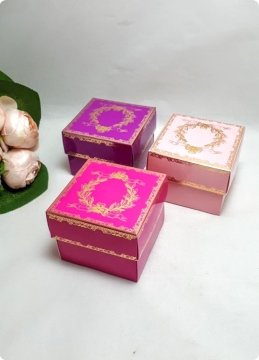 10 Lu (8x8x6 Cm) Baskılı Karton Kare Toptan Şeker Kutuları