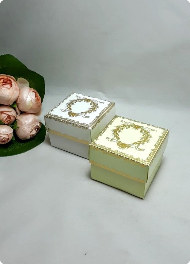 10 Lu (8x8x6 Cm) Baskılı Karton Kare Toptan Şeker Kutuları