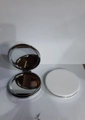 Beyaz Renk Büyüteçli Cep Aynası Yuvarlak