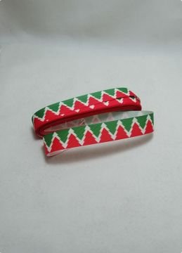 2 Cm Kırmızı Yeşil Beyaz Ağaç Desenli Yılbaşı  Kurdela 10 Mt.