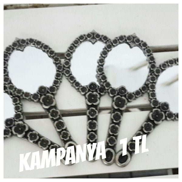 Metal Güllü El Aynası (Kampanyalı / İndirimli ürün)