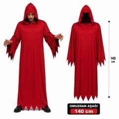 Yetişkin Kırmızı Kapüşonlu Cellat Hayalet Kostümü 140 cm