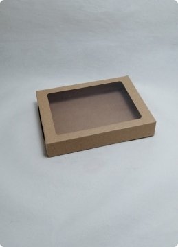 13x17x3 cm Pencereli Kraft Karton Asetat Kutu 20 li