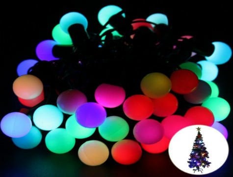 5 Metre 28 Led Işık Fişli RGB Mini Top Led Siyah Kablo