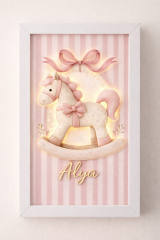 Çerçeve şeklinde pembe & mavi atlı kapı süsü