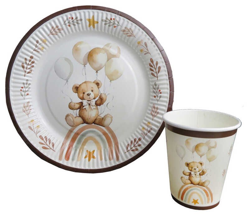 8 Lİ TABAK AYICIK RETRO KARTON 300 GR 23 CM