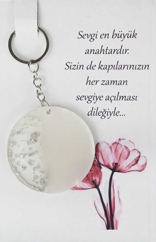 25 Lİ EPOKSİ ANAHTARLIK KARTLI YUVARLAK GÜMÜŞ