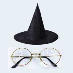 Harry Potter Büyücü Şapkası ve Metal Çerçeveli Büyücü Gözlüğü